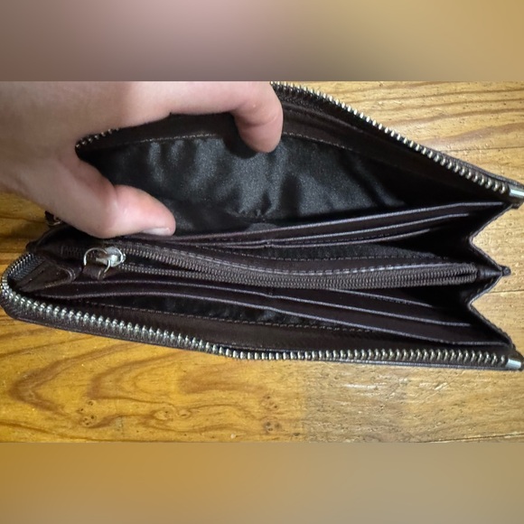 Coach Dark Brown Leather Zip Wallet - Picture 8 of 8